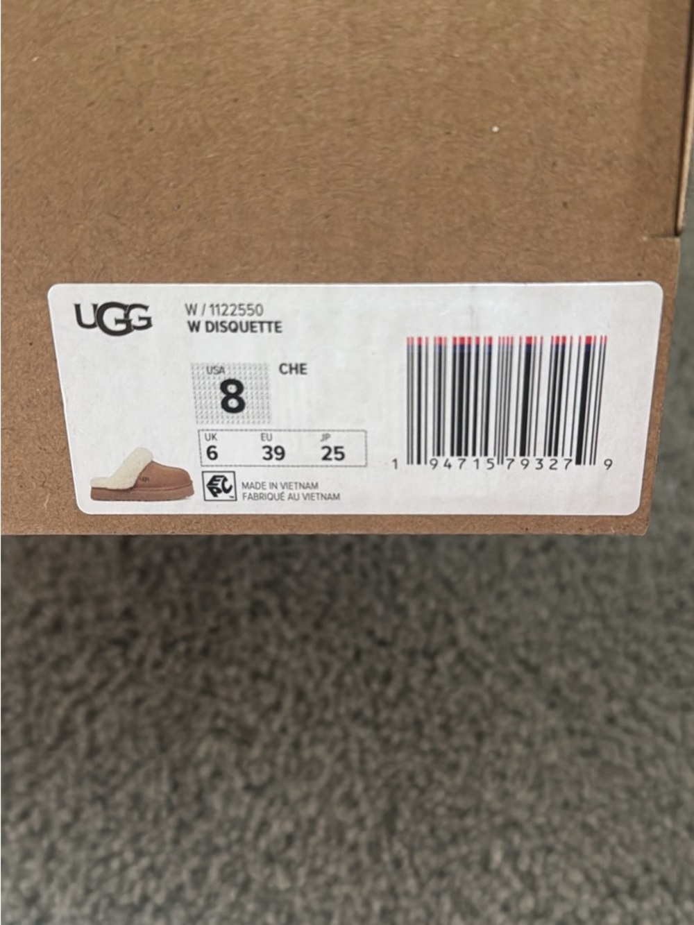 UGG Chestnut Slipper with Cream Shearling Cuff - Picture 3 of 4